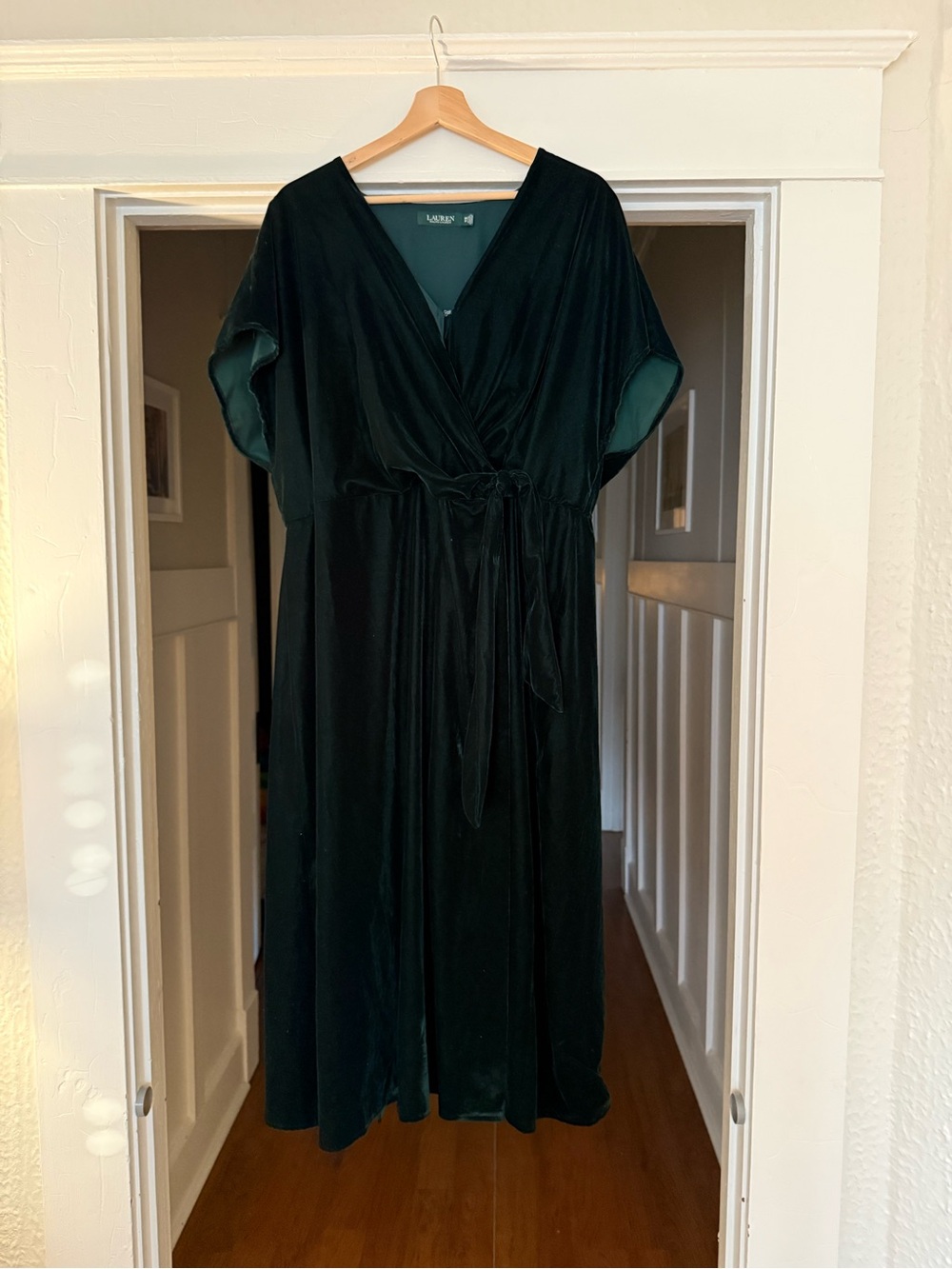 Lauren Ralph Lauren Emerald Green Velvet Wrap Dress